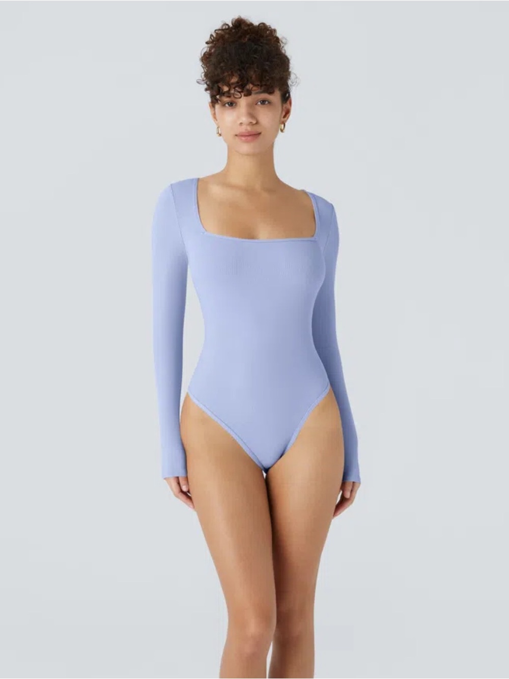 NWT Halara Ribbed Knit Square Neck Long Sleeve Skinny Casual Bodysuits x2